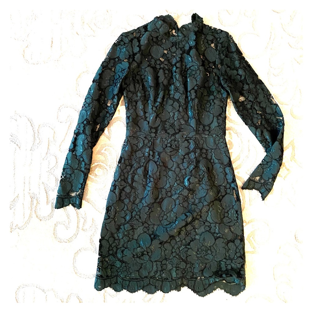 Betsey Johnson dark green lace cocktail dress